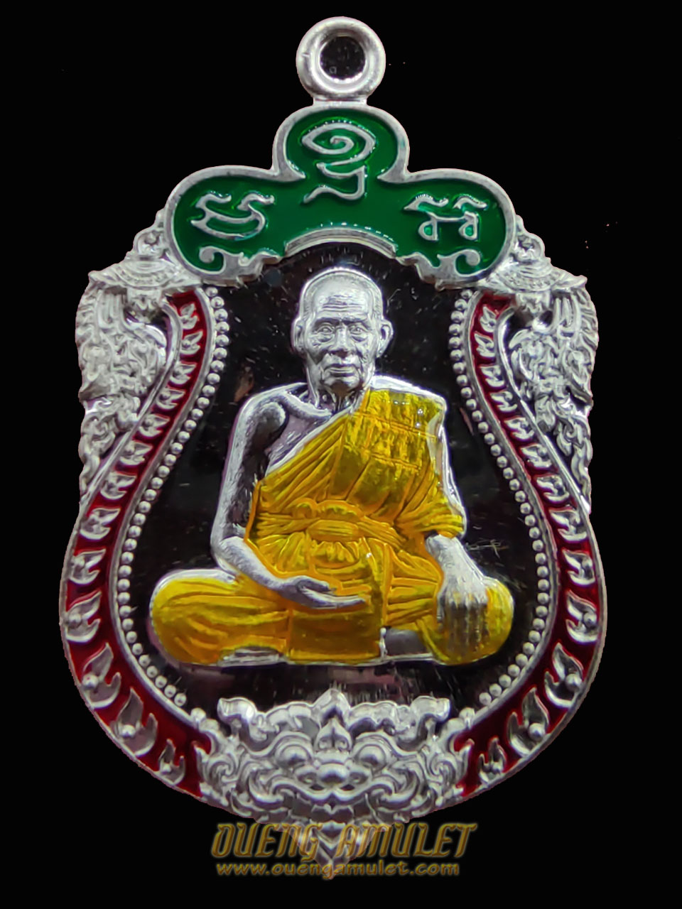 เหรียญเพชรกลับ เหนือดวง หลวงพ่อพัฒน์ เนื้อเงินลงยา